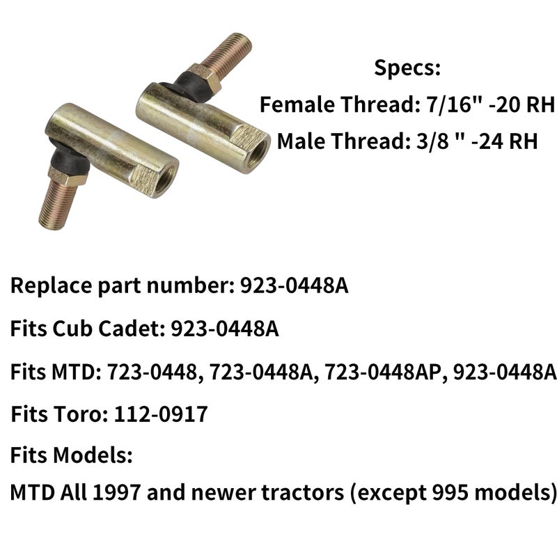 fascinatte 923-0448A 923-0448 723-0448a 723-0448 Ball Joint Tie Rod Ends for MTD Cub Troy Bilt Huskee,Toro 112-0917 - Image 4